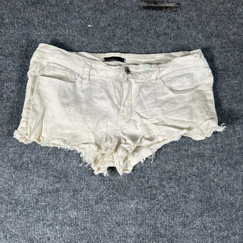 Klique B Shorts Womens Size M White Denim Raw Hem Frayed Casual Stretch Summer